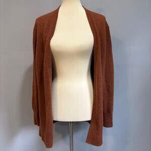 Madewell winter Wool Alpaca Blend long Cardigan rust brown dark academia, size S